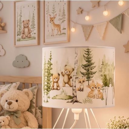Otroška namizna svetilka KIDS ROOM 1xE27/60W/230V, premer 18 cm, z motivom živali