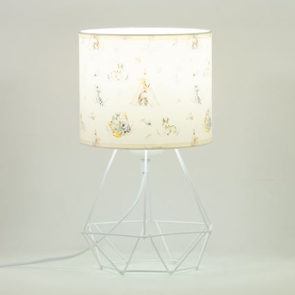 Otroška namizna svetilka KIDS ROOM 1xE27/60W/230V, premer 18 cm, z živalskim motivom