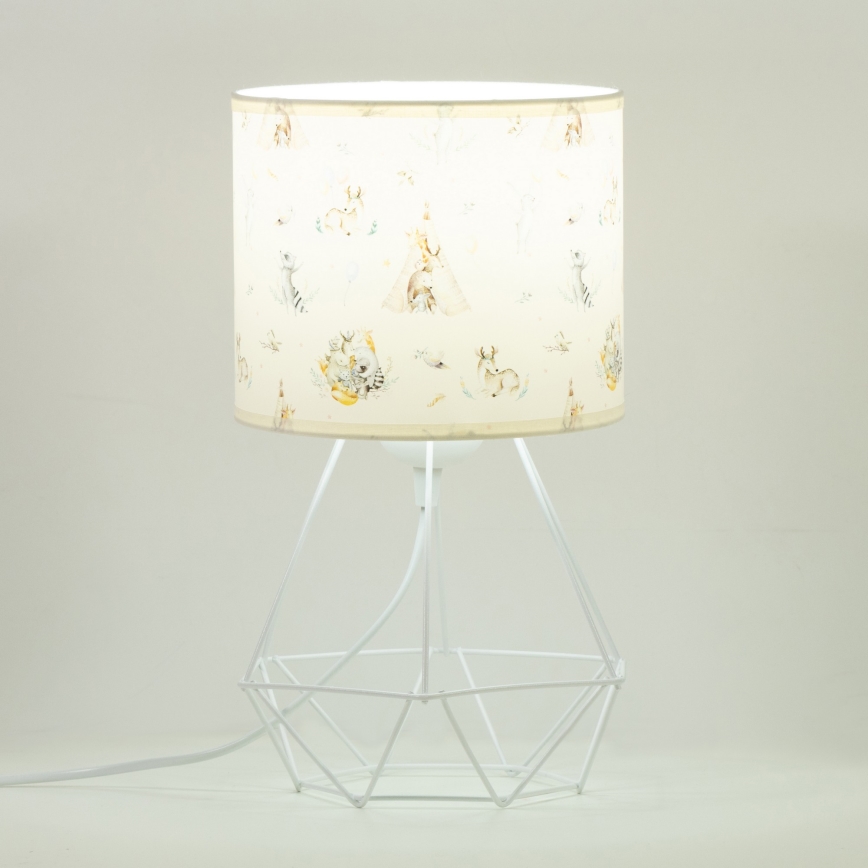 Otroška namizna svetilka KIDS ROOM 1xE27/60W/230V, premer 18 cm, z živalskim motivom