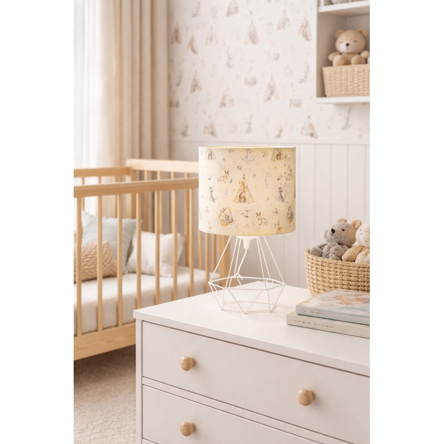 Otroška namizna svetilka KIDS ROOM 1xE27/60W/230V, premer 18 cm, z živalskim motivom