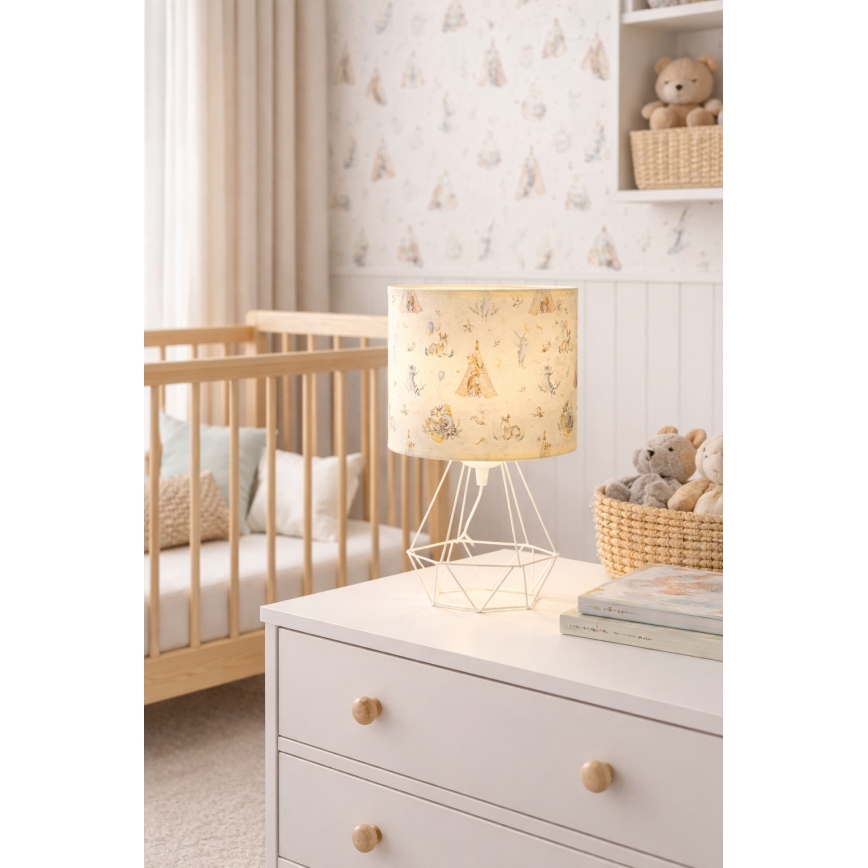 Otroška namizna svetilka KIDS ROOM 1xE27/60W/230V, premer 18 cm, z živalskim motivom