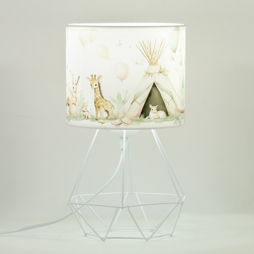 Otroška namizna svetilka KIDS ROOM 1xE27/60W/230V premer 18 cm živalski motiv