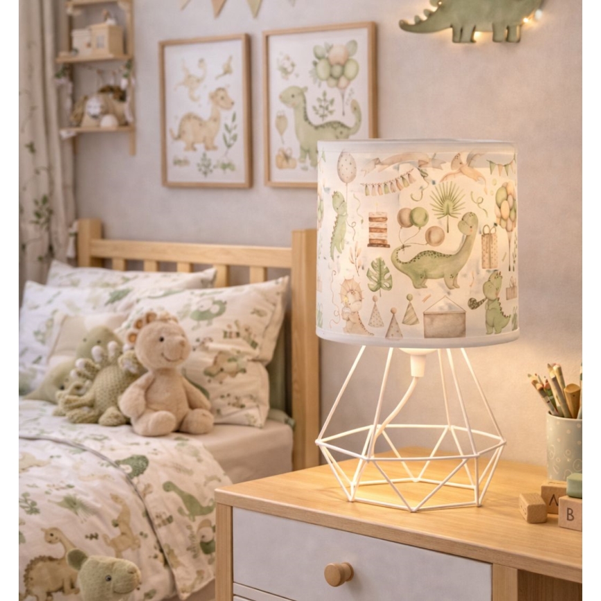 Otroška namizna svetilka KIDS ROOM 1xE27/60W/230V, Ø 18 cm, dinozaver