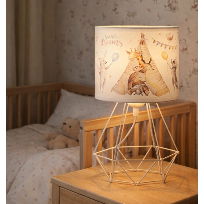 Otroška namizna svetilka KIDS ROOM 1xE27/60W/230V Ø 18 cm živalski motiv
