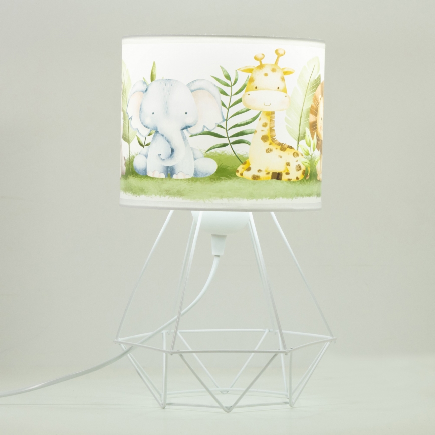 Otroška namizna svetilka KIDS ROOM, 1×E27/60W/230V, Ø 18 cm, motiv džungle
