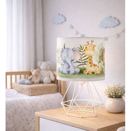Otroška namizna svetilka KIDS ROOM, 1×E27/60W/230V, Ø 18 cm, motiv džungle