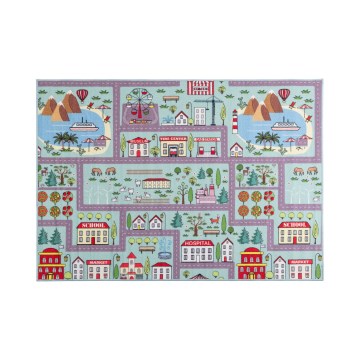 Otroška preproga STELLA STREETS 100x150 cm turkizna/mesto