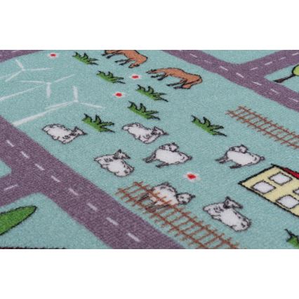 Otroška preproga STELLA STREETS 100x150 cm turkizna/mesto