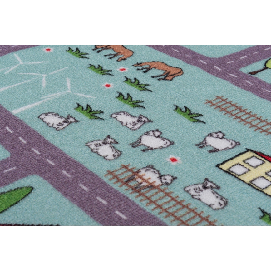 Otroška preproga STELLA STREETS 100x150 cm turkizna/mesto