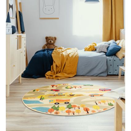 Otroška preproga STELLA STREETS 120 cm bež/mesto