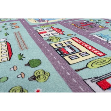 Otroška preproga STELLA STREETS 120x170 cm turkizna/mesto