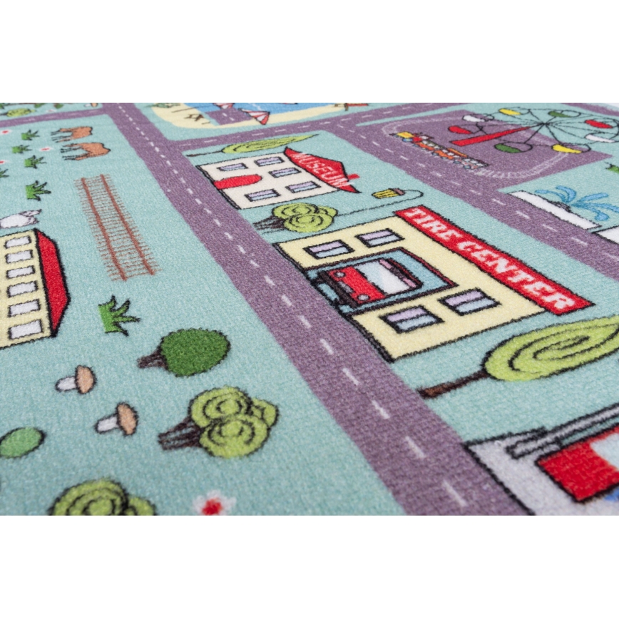 Otroška preproga STELLA STREETS 120x170 cm turkizna/mesto