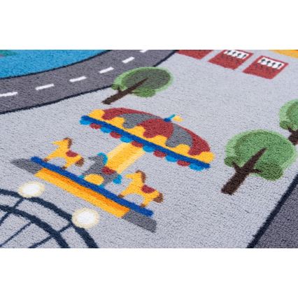Otroška protizdrsna preproga ARES STREETS 160 cm siva/mesto