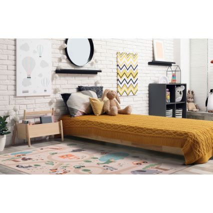 Otroška protizdrsna preproga ARES STREETS 80x150 cm bež/safari