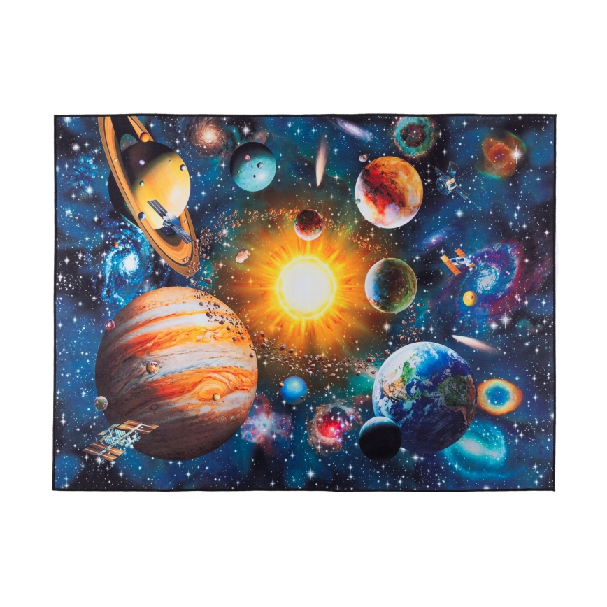 Otroška protizdrsna preproga PRINT 3D 80x150 cm planeti/večbarvna