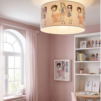 Otroška stropna svetilka GIRLS VIBES 1xE27/60W/230V, premer 40 cm, za deklice