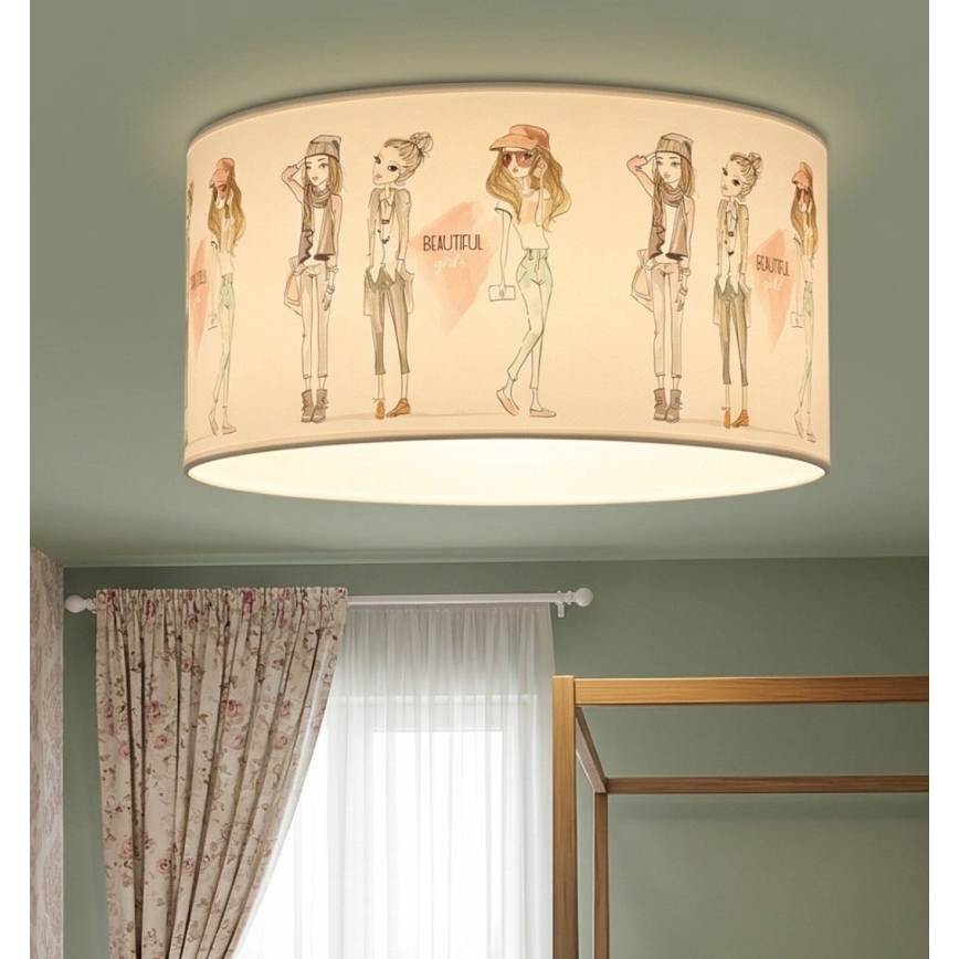 Otroška stropna svetilka GIRLS VIBES 1xE27/60W/230V premer 40 cm za deklice