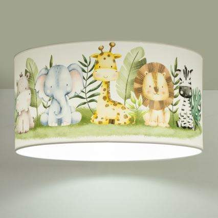 Otroška stropna svetilka KIDS ROOM 1xE27/60W/230V, premer 40 cm, motiv džungle