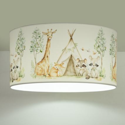 Otroška stropna svetilka KIDS ROOM 1xE27/60W/230V, premer 40 cm, z motivom živali