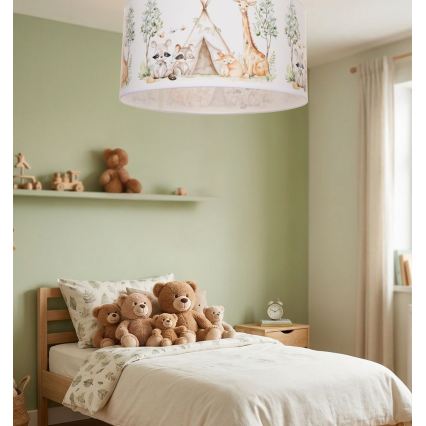 Otroška stropna svetilka KIDS ROOM 1xE27/60W/230V, premer 40 cm, z motivom živali