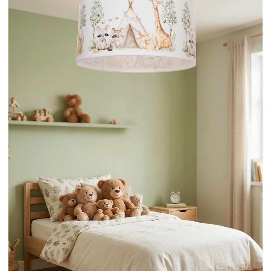 Otroška stropna svetilka KIDS ROOM 1xE27/60W/230V, premer 40 cm, z motivom živali