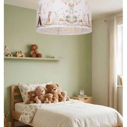 Otroška stropna svetilka KIDS ROOM 1xE27/60W/230V, premer 40 cm, z živalskim motivom