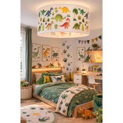 Otroška stropna svetilka KIDS ROOM 1xE27/60W/230V Ø 40 cm z motivom dinozavra
