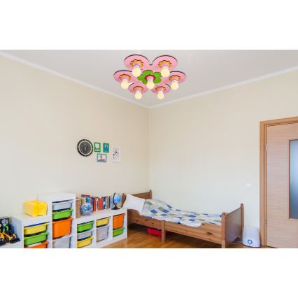 Otroška stropna svetilka LUCCA 7xE27/24W/230V roza