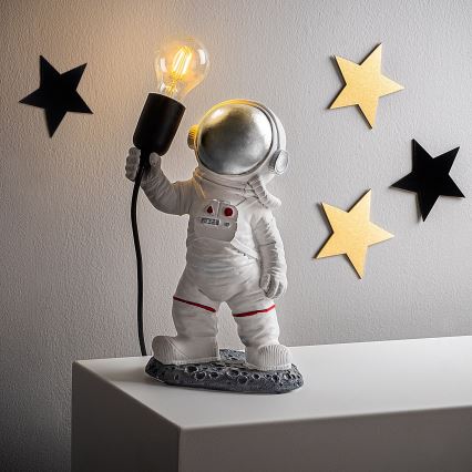Otroška svetilka ASTRONAUT 1xE27/40W/230V srebrna/bela