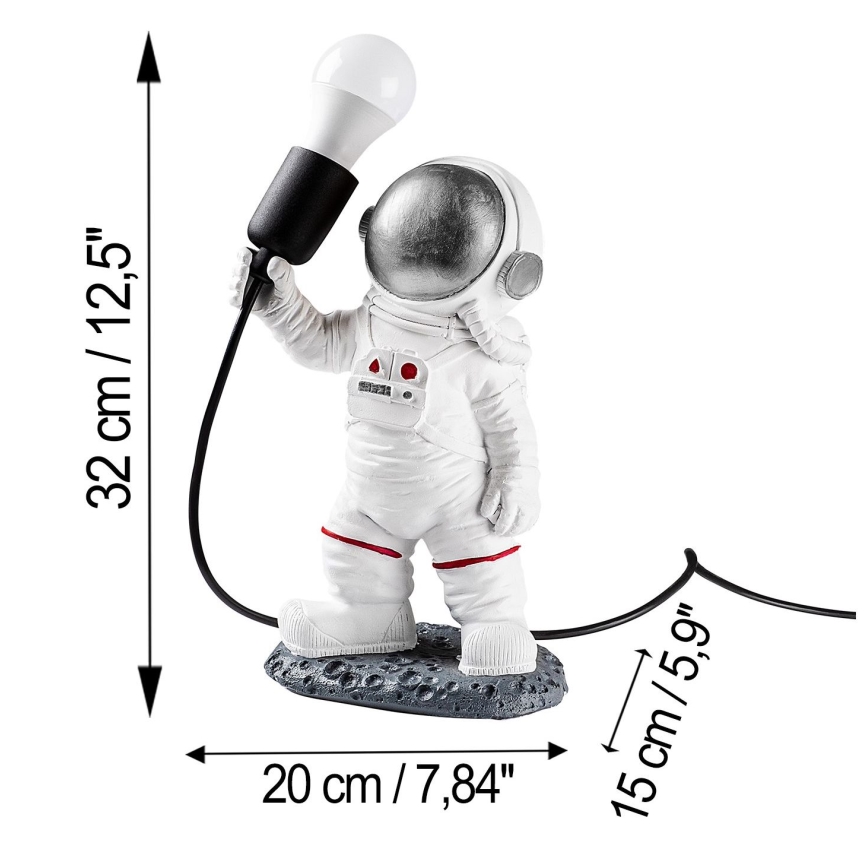 Otroška svetilka ASTRONAUT 1xE27/40W/230V srebrna/bela
