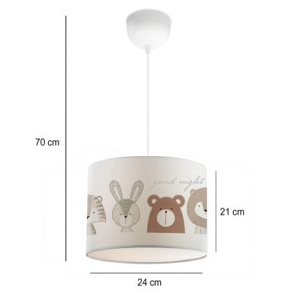 Otroška svetilka CANDY 1xE27/40W/230V bela/rjava