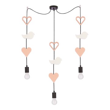 Otroška svetilka na vrv TRIO 3xE27/20W/230V roza/bela