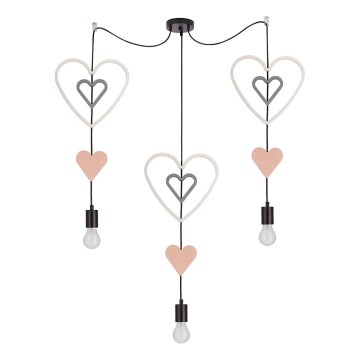 Otroška viseča svetilka na vrvici TRIO 3xE27/20W/230V rožnata/bela/siva