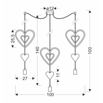 Otroška viseča svetilka na vrvici TRIO 3xE27/20W/230V rožnata/bela/siva