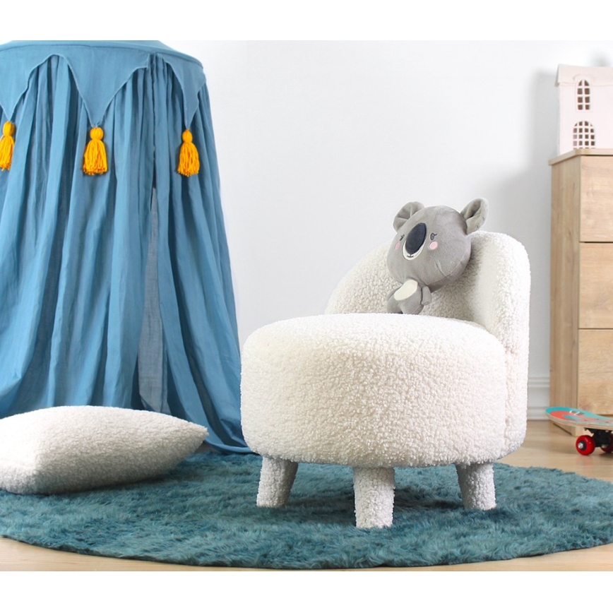 Otroški fotelj PIXI, premer 46 cm, v beli barvi