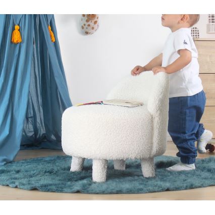 Otroški fotelj PIXI, premer 46 cm, v beli barvi
