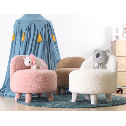 Otroški fotelj PIXI, premer 46 cm, v beli barvi