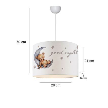 Otroški lestenec CANDY 1xE27/40W/230V bela/rjava