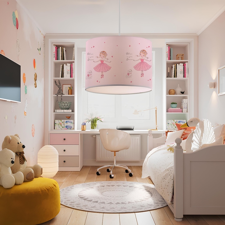 Otroški lestenec CANDY 1xE27/40W/230V roza