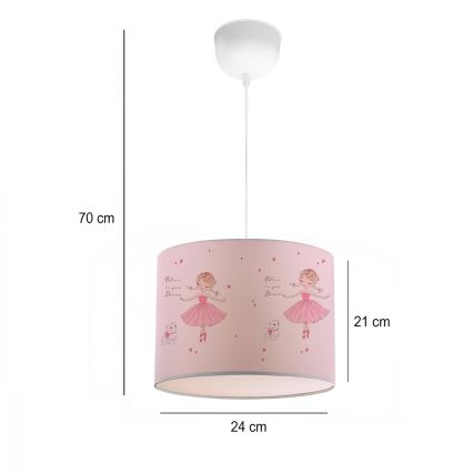 Otroški lestenec CANDY 1xE27/40W/230V roza