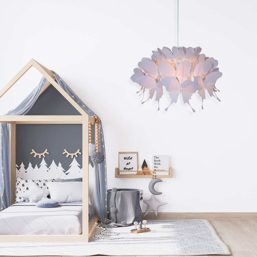 Otroški lestenec FARFALLA 1xE27/60W/230V rožnat