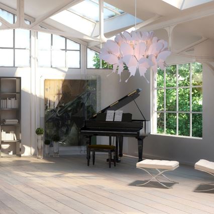 Otroški lestenec FARFALLA 1xE27/60W/230V rožnat