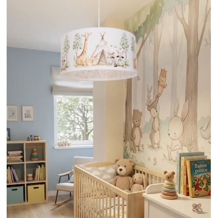 Otroški lestenec KIDS ROOM 1xE27/60W/230V, premer 40 cm, z živalskim motivom