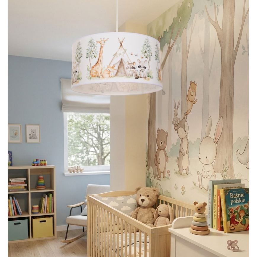 Otroški lestenec KIDS ROOM 1xE27/60W/230V, premer 40 cm, z živalskim motivom