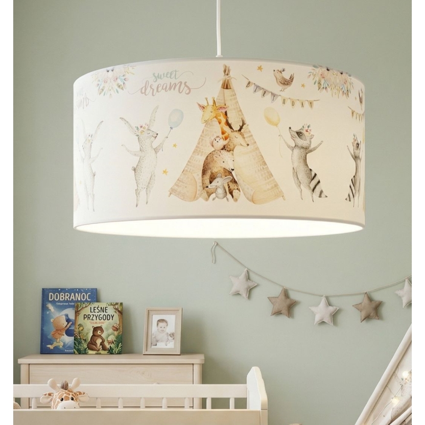 Otroški lestenec KIDS ROOM 1xE27/60W/230V Ø 40 cm z živalskim motivom