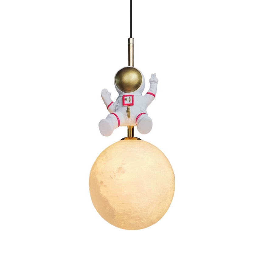Otroški lestenec na vrvici ASTRONAUT 1xE27/60W/230V pr. 15 cm zlata/bež