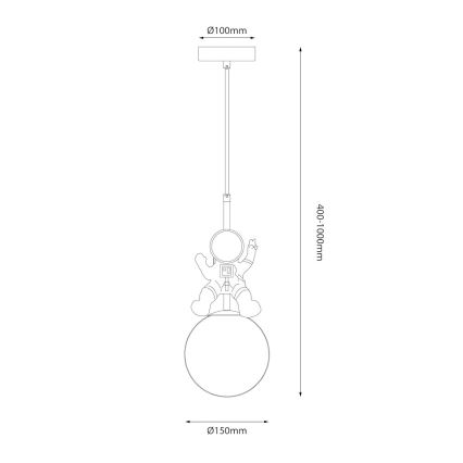 Otroški lestenec na vrvici ASTRONAUT 1xE27/60W/230V pr. 15 cm zlata/bež