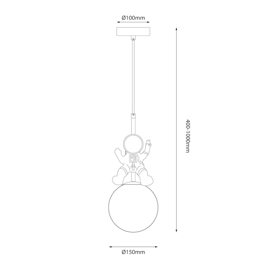 Otroški lestenec na vrvici ASTRONAUT 1xE27/60W/230V pr. 15 cm zlata/bež