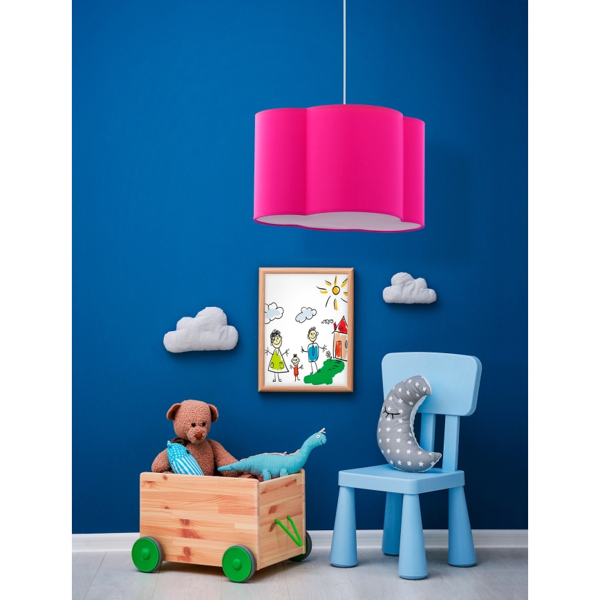 Otroški lestenec na vrvici CLOUD 1xE27/25W/230V roza
