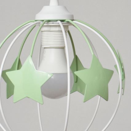 Otroški lestenec na vrvici STARS 3xE27/15W/230V zelena/bela